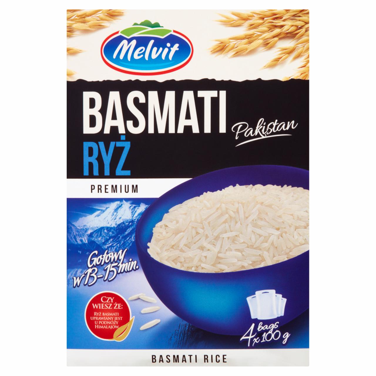 Photo - Melvit Premium Pakistan Basmati Rice 400 g (4 Bags)