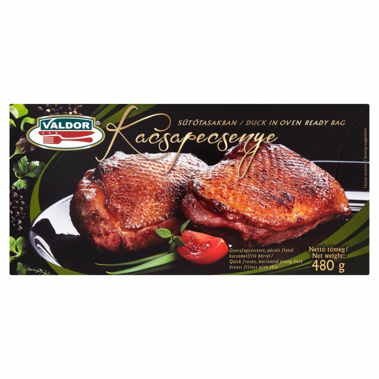 Photo - Valdor Kacsapecsenye Quick-Frozen Marinated Duck Breast Fillets with Skin in Oven Ready Bag 480 g