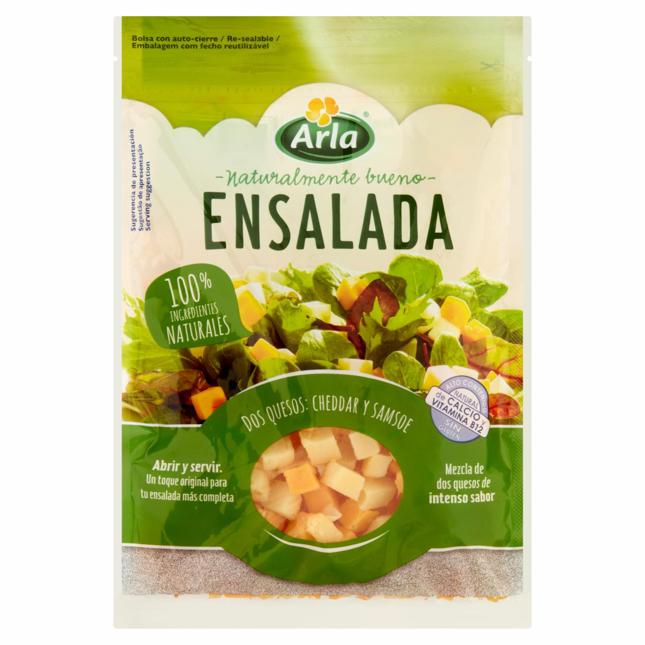 Photo - Arla Samsoe & Cheddar Semi-Fat Semi-Hard Cheese Cubes 150 g