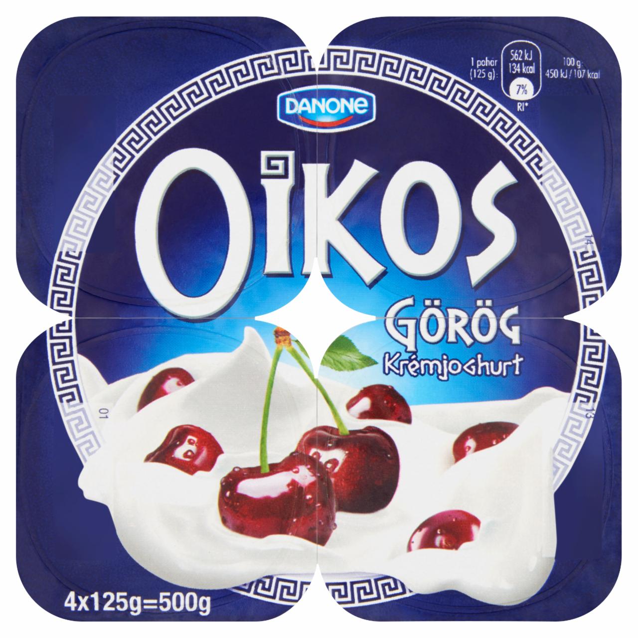 Photo - Danone Oikos Görög Sour Cherry Flavoured Cream Yoghurt with Live Cultures 4 x 125 g