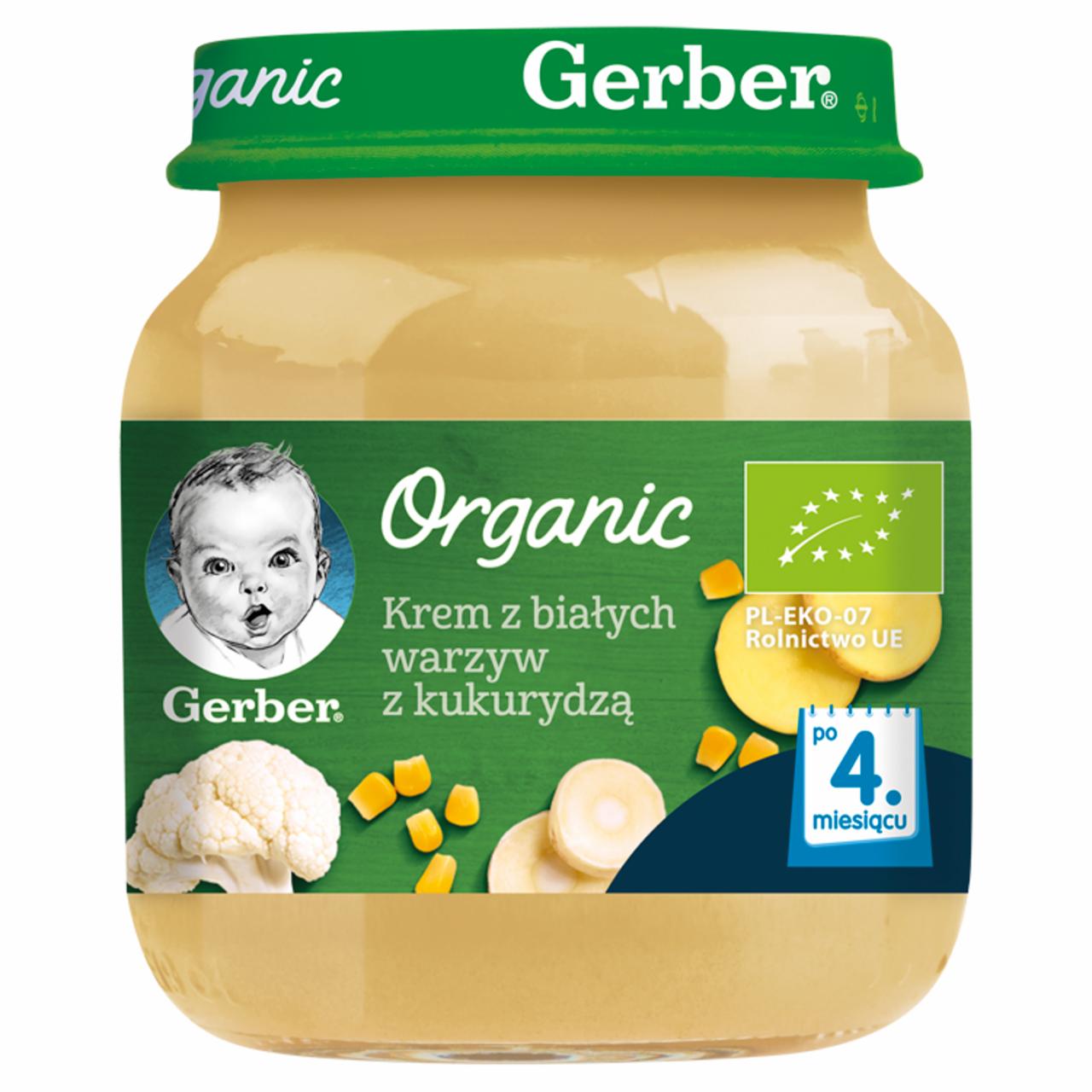 Photo - Gerber Organic White Vegetables Cream with Corn for Infants after 4. Months Onwards 125 g