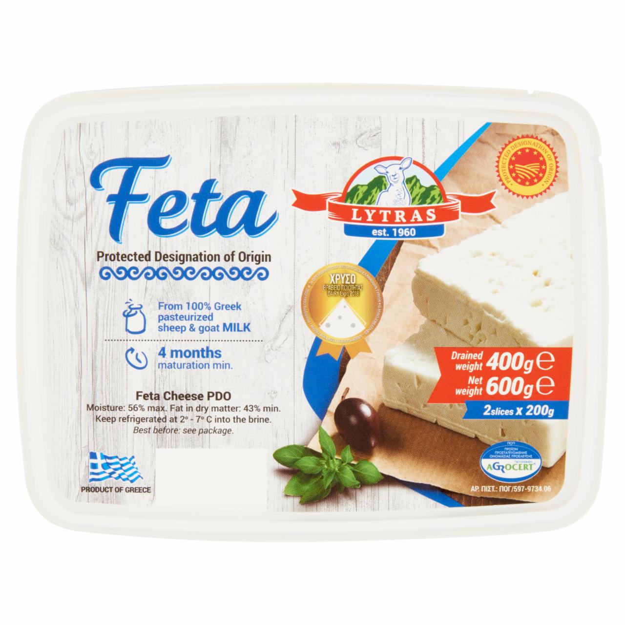Photo - Lytras Feta Cheese from 100% Greek Pasteurized Sheep & Goat Milk 400 g