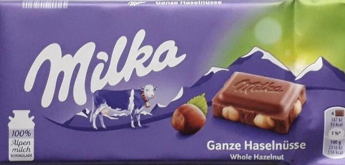 Photo - Milka Alpine Milk Chocolate with Whole Hazelnut 100 g