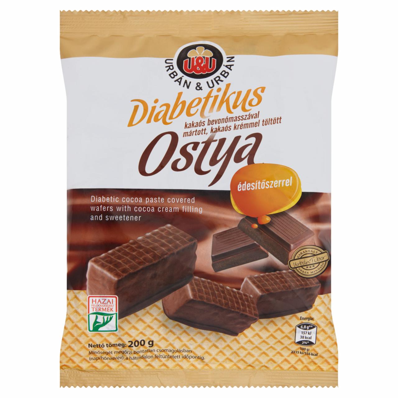 Photo - Urbán & Urbán Diabetic Cocoa Paste Covered Wafers with Cocoa Cream Filling and Sweetener 200 g