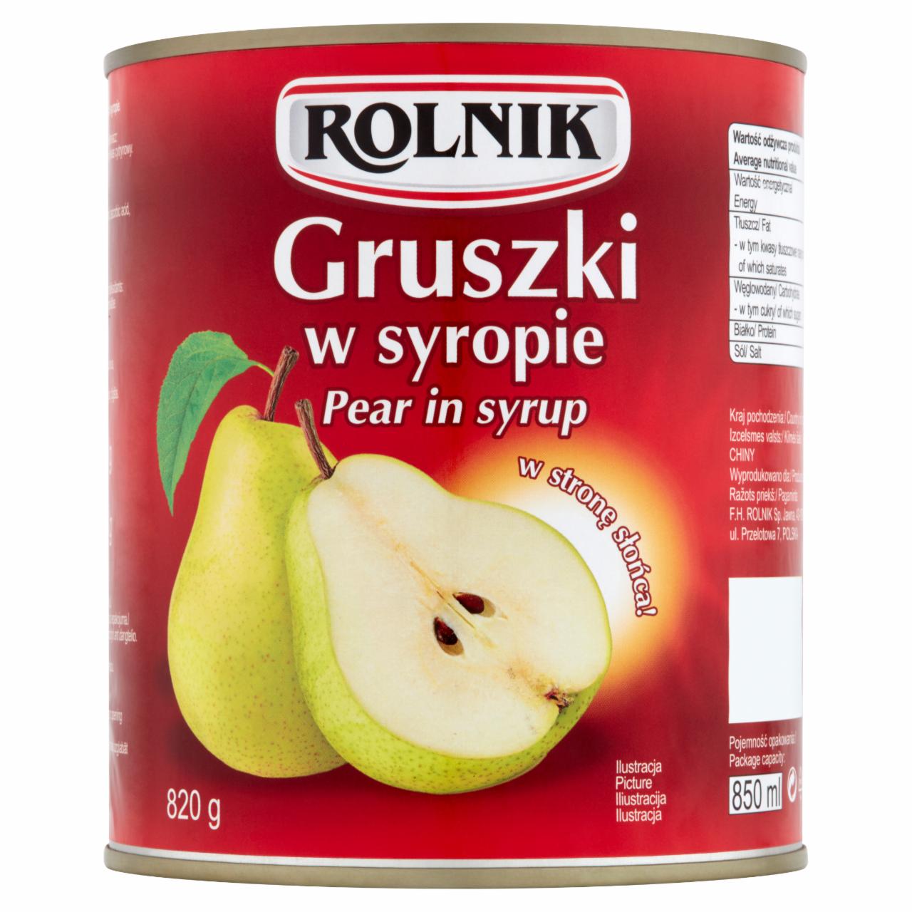 Photo - Rolnik Pear in Syrup 820 g