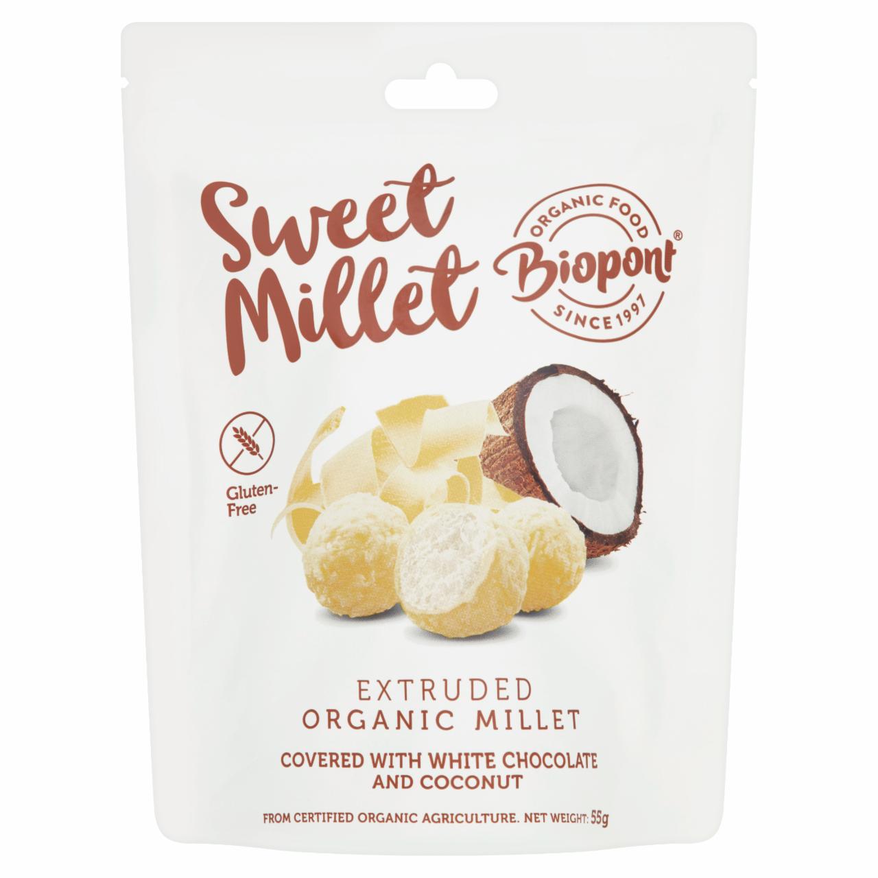 Photo - Biopont Organic Gluten-Free Extruded Millet Covered with White Chocolate and Coconut 55 g