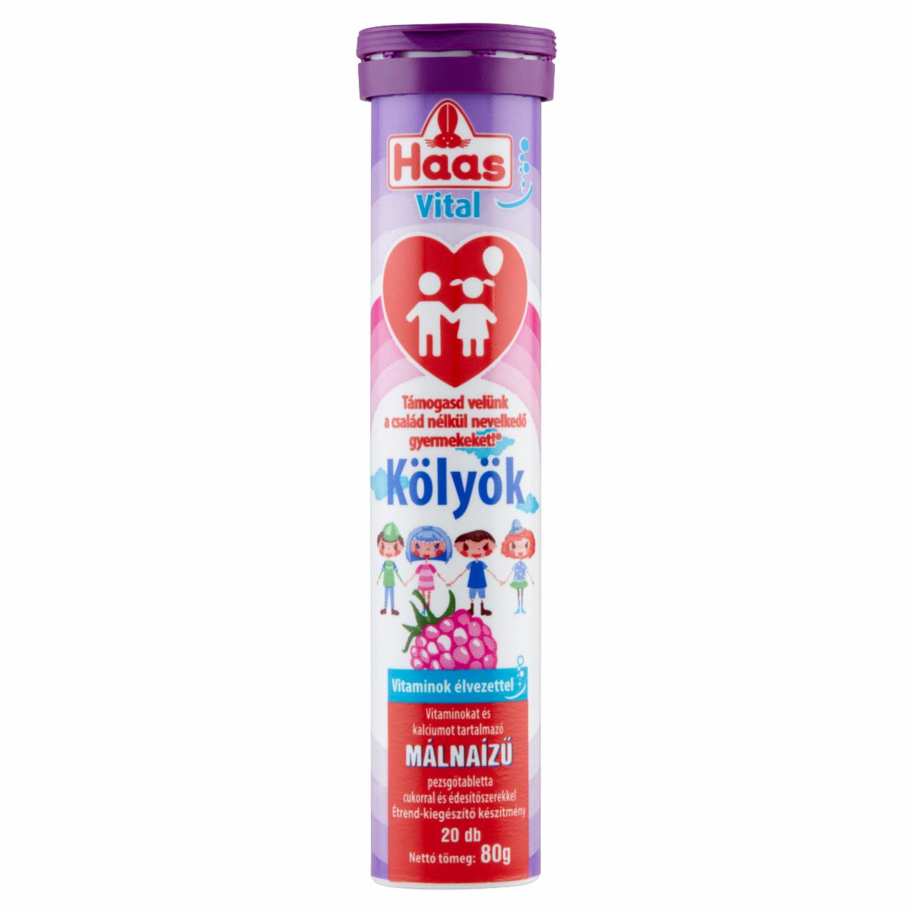 Photo - Haas Vital Kölyök Raspberry Flavoured Effervescent Tablet with Sugar and Sweeteners 20 pcs 80 g