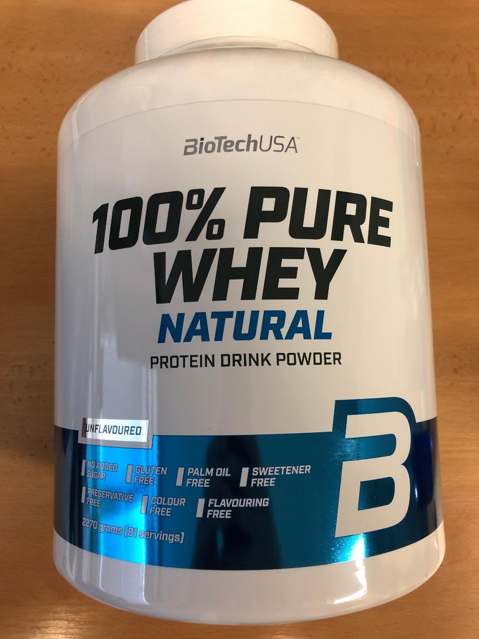 Photo - 100% pure whey natural protein drink powder unflavoured BioTechUSA