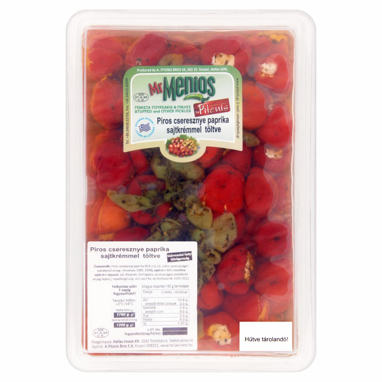 Photo - Mr Menios Red Cherry Pepper Filled with Cream Cheese 1700 g