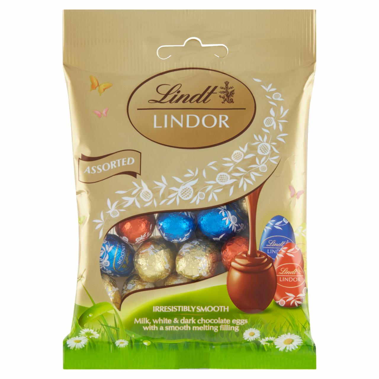 Photo - Lindt Lindor Milk, Dark and White Chocolate with Smooth Melting Filling 100 g