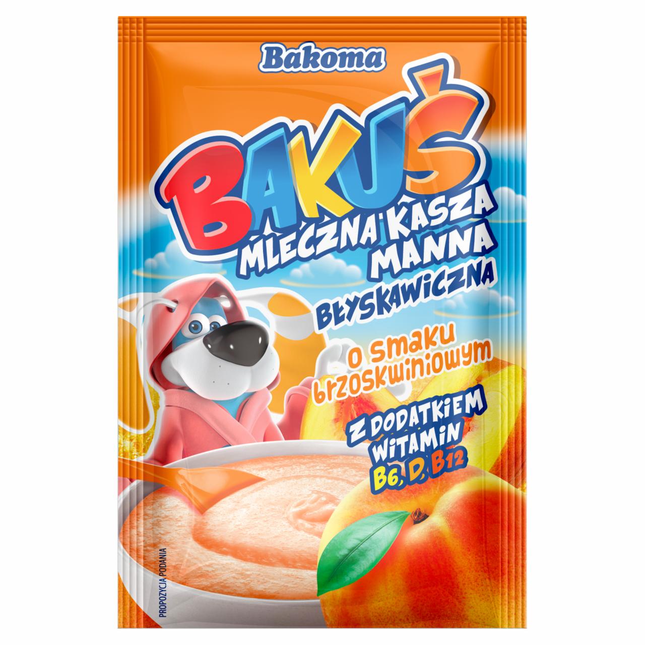 Photo - Bakoma Bakuś Peach Flavoured Instant Milk Semolina Peach Flavoured 50 g