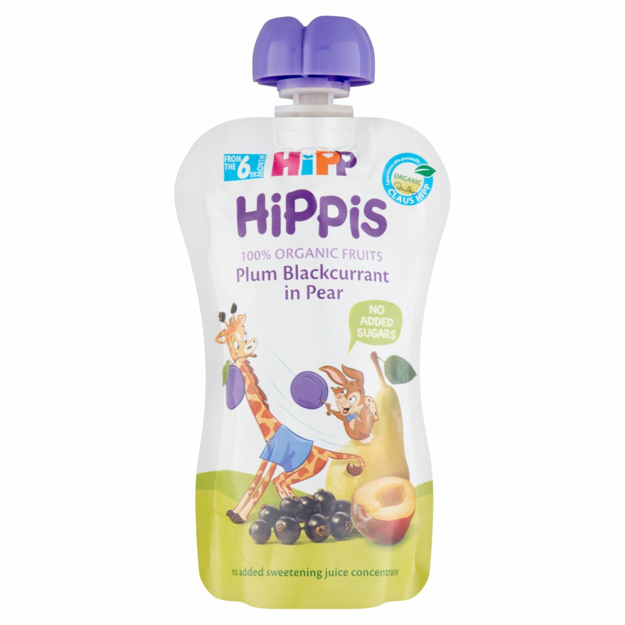 Photo - HiPP HiPPiS Organic Plum-Blackcurrant in Pear Fruit Puree 6+ Months 100 g