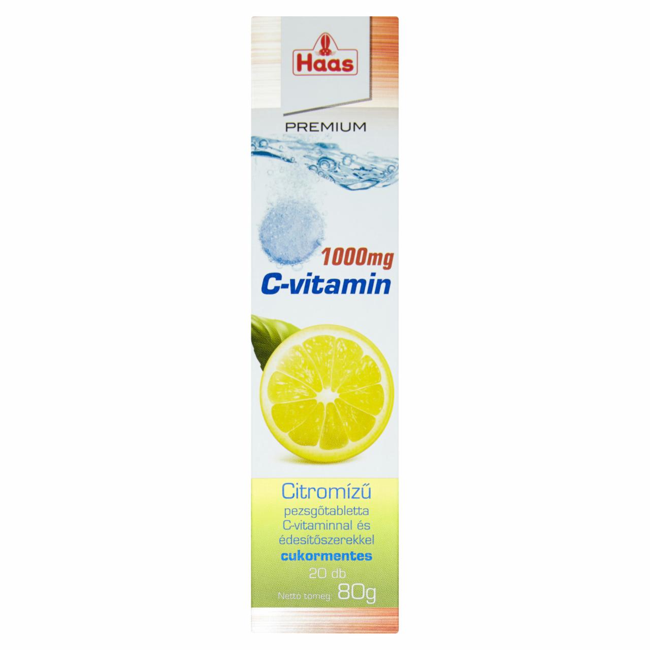 Photo - Haas 1000 mg Vitamin-C Lemon Flavoured Sugar-Free Effervescent Tablets 20 pcs 80 g