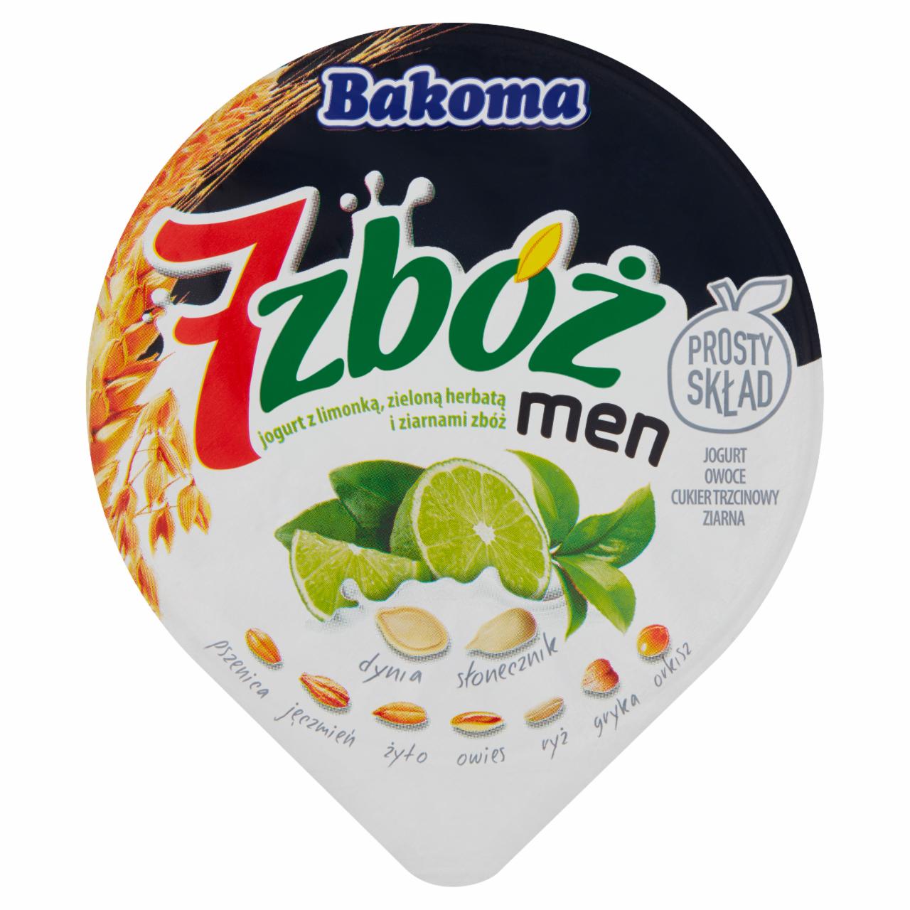 Photo - Bakoma 7 zbóż men Yoghurt with Lime Green Tea and Cereal 300 g
