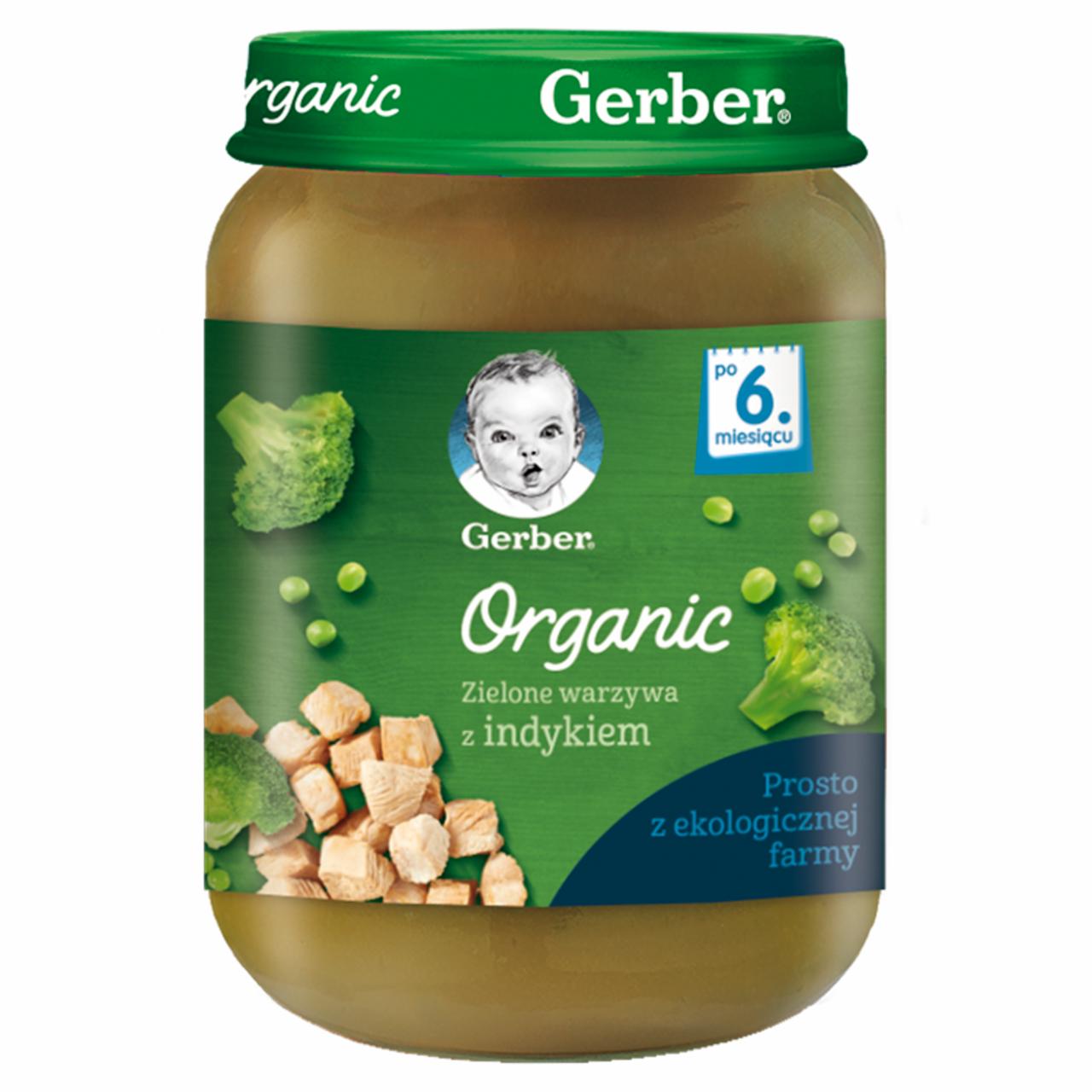 Photo - Gerber Organic Green Vegetables with Turkey for Infants after 6. Months Onwards 190 g