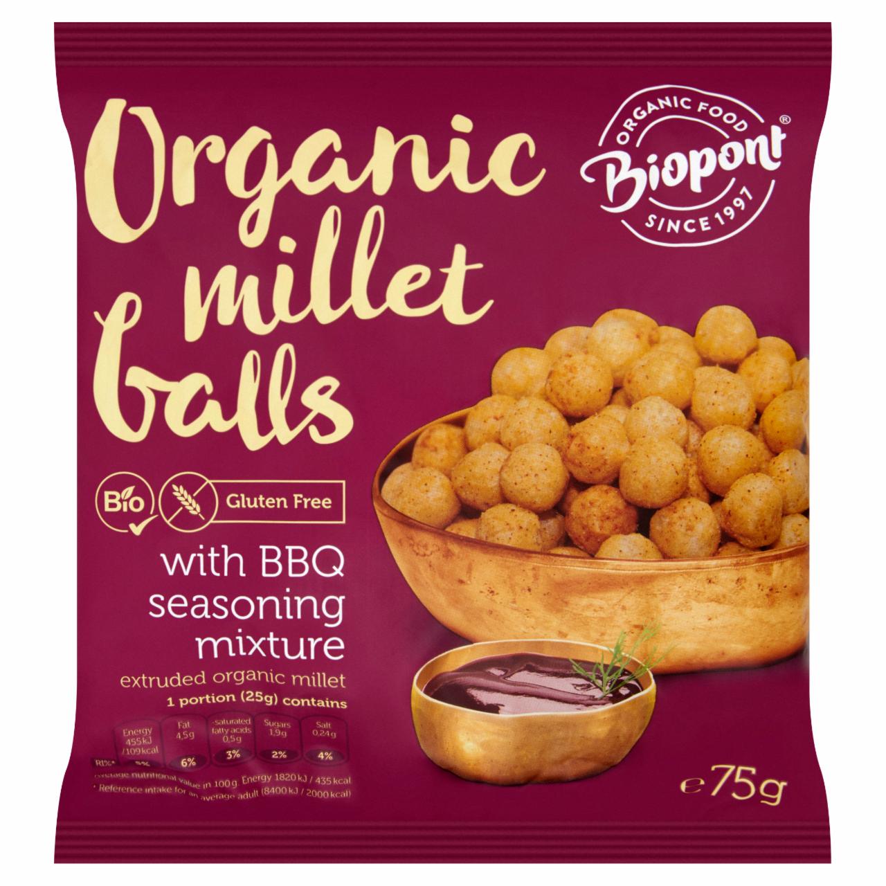 Photo - Biopont Organic Gluten-Free Extruded Millet Balls with Barbecue Seasoning Mixture 75 g