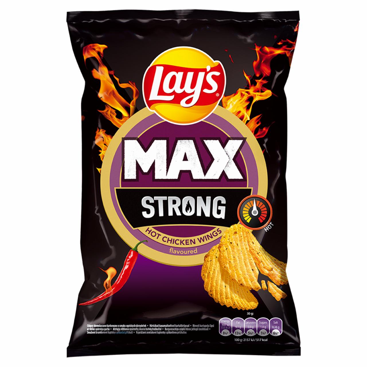 Photo - Lay's Max Strong Hot Chicken Wings Flavored Crinkle Cut Potato Crisps 120 g