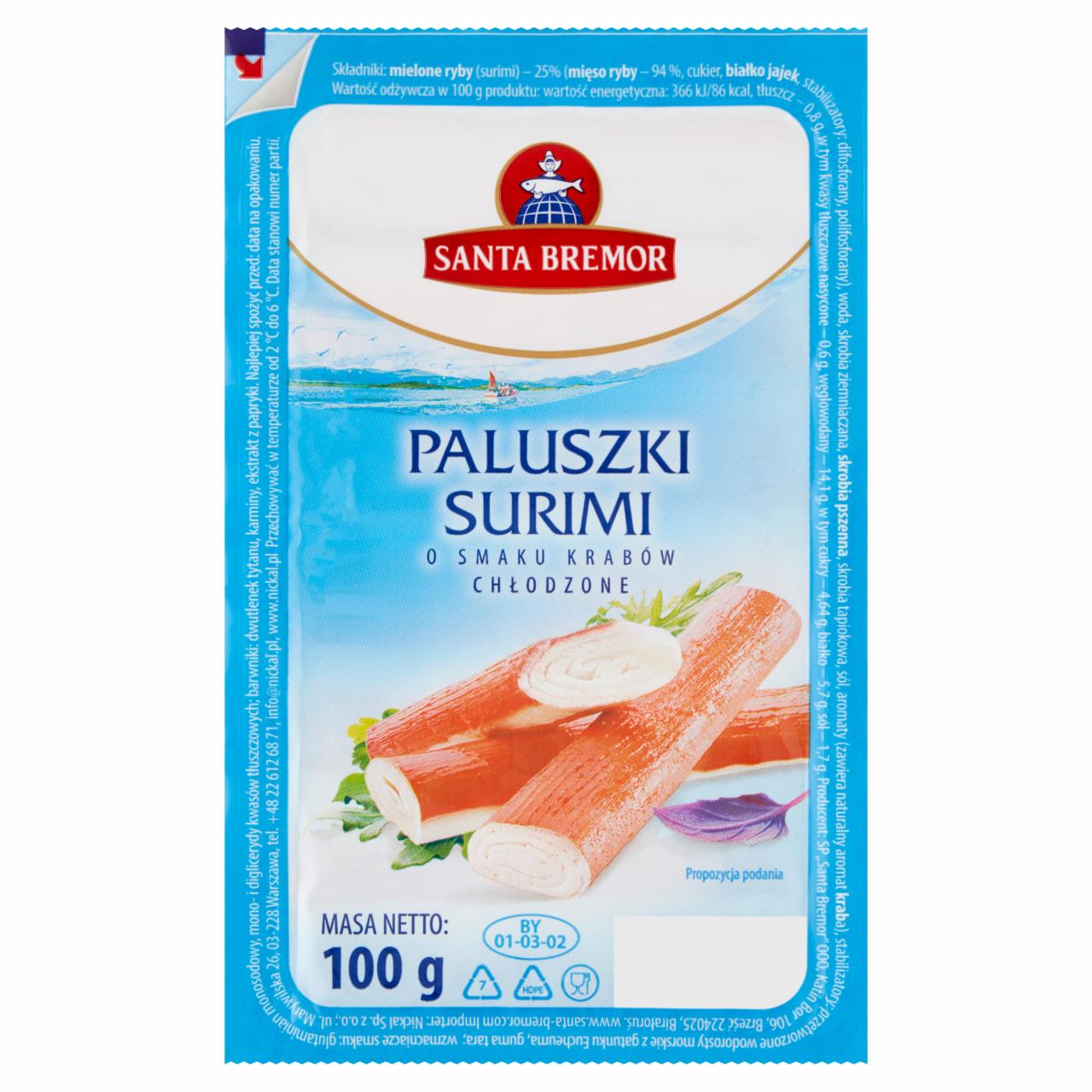 Photo - Santa Bremor Cooled Crab Flavoured Surimi Sticks 100 g