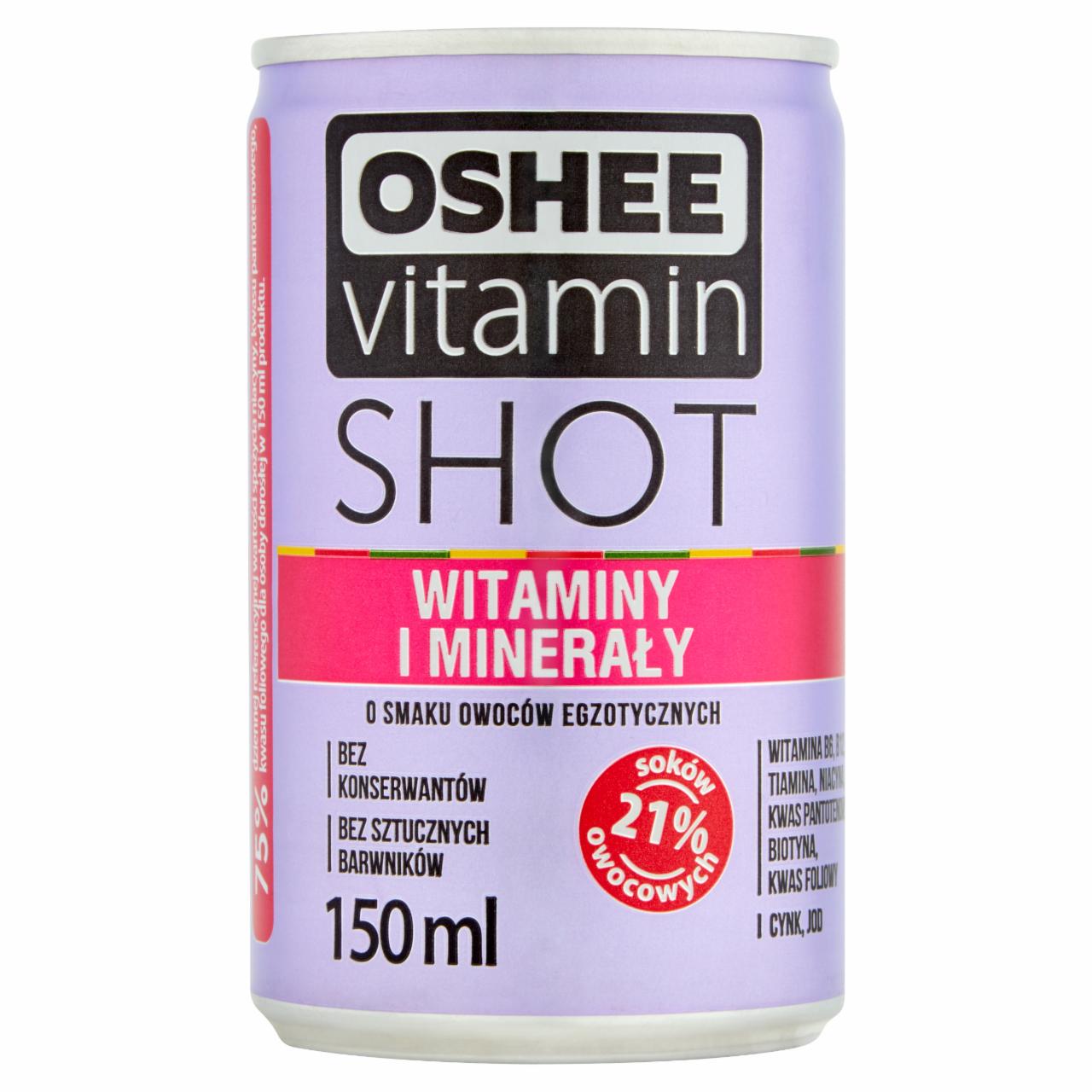 Photo - Oshee Vitamin Shot Vitamins and Minerals Exotic Fruits Flavoured Drink 150 ml