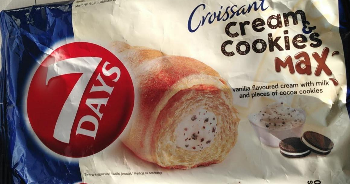 Photo - 7 Days Cream & Cookies Max Vanilla Flavour Cream with Milk and Pieces of Cookies Croissant 80 g