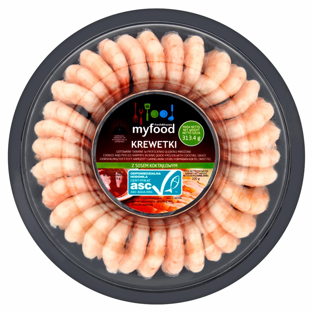 Photo - MyFood Quick-Frozen Cooked and Peeled Shrimps in Ring with Cocktail Sauce 313,4 g
