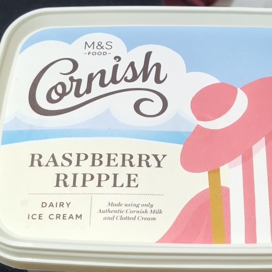 Photo - Cornish Raspberry ripple dairy ice-cream M&S Food